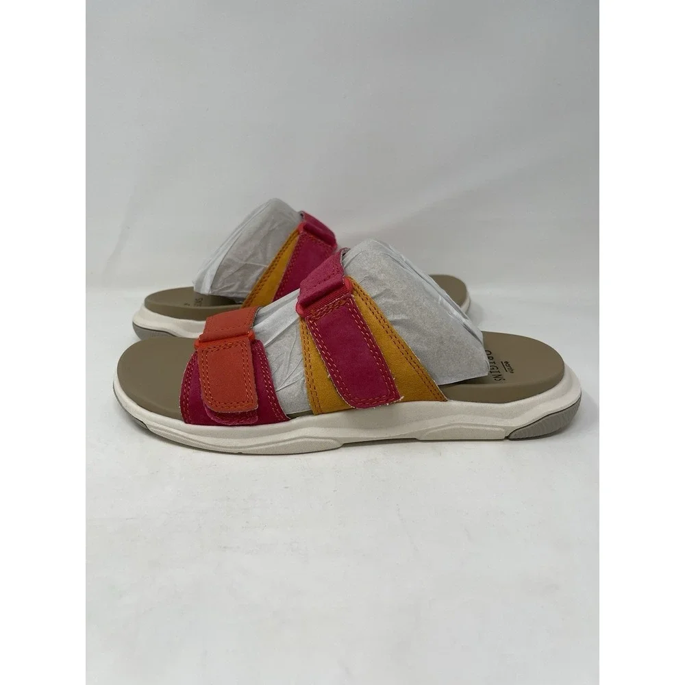 Size 8 Women's Earth Origins Vesper Multicolor 2 Strap Slip On Suede Sandals